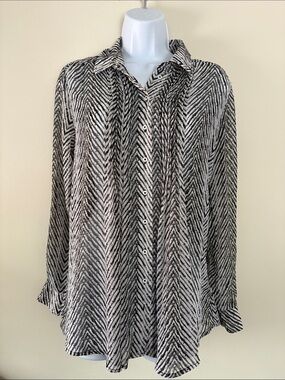 Christina Shear Black & White Chevron Button-Down Shirt
